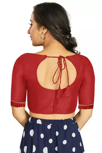 Red Art Silk Designer Party Wear Readymade Blouse