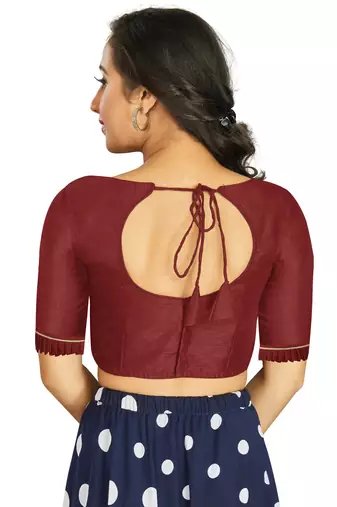 Maroon Art Silk Designer Party Wear Readymade Blouse