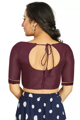 Wine Art Silk Designer Party Wear Readymade Blouse