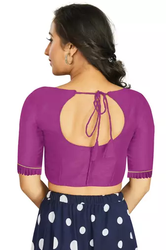 Purple Art Silk Designer Party Wear Readymade Blouse