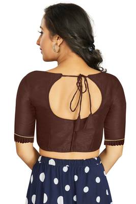 Coffee Art Silk Designer Party Wear Readymade Blouse 2