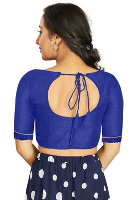 Blue Art Silk Designer Party Wear Readymade Blouse 2