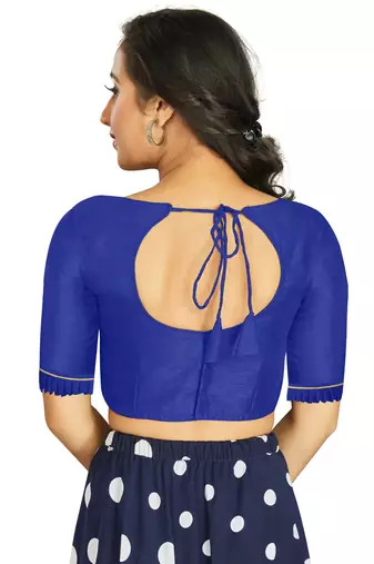 Blue Art Silk Designer Party Wear Readymade Blouse