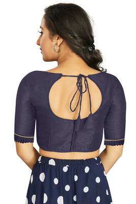 Navy Blue Art Silk Designer Party Wear Readymade Blouse 2