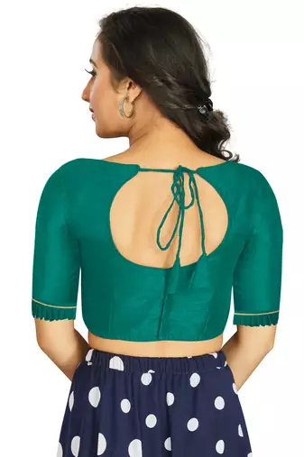 Sea Green Art Silk Designer Party Wear Readymade Blouse