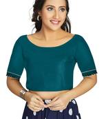 Teal Art Silk Designer Party Wear Readymade Blouse