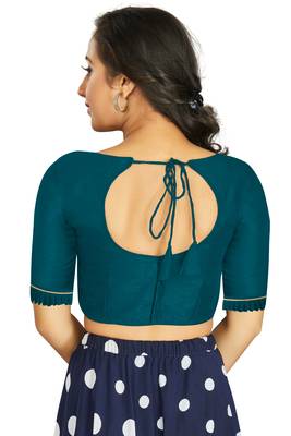Teal Art Silk Designer Party Wear Readymade Blouse 2