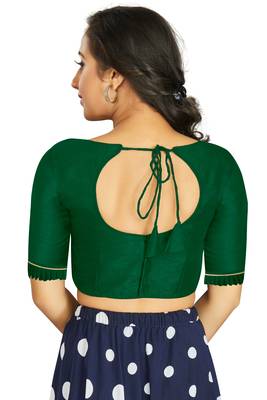 Green Art Silk Designer Party Wear Readymade Blouse 2