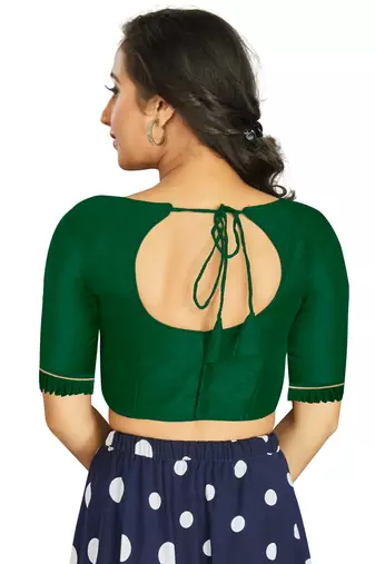 Green Art Silk Designer Party Wear Readymade Blouse