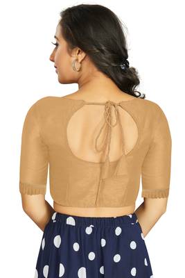Beige Art Silk Designer Party Wear Readymade Blouse 2