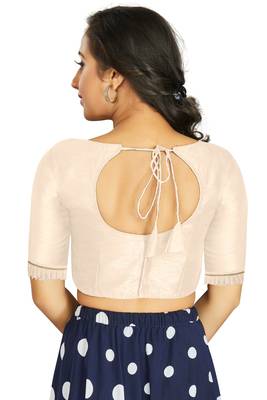 Off White Art Silk Designer Party Wear Readymade Blouse 2