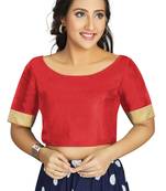 Red Art Silk Designer Traditional Readymade Blouse