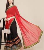 Riva enterprise women's georgette with heavy kuthi embroidered work party wear saree