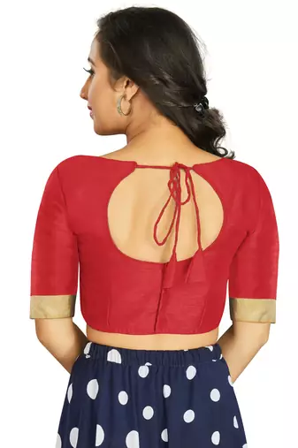 Red Art Silk Designer Traditional Readymade Blouse