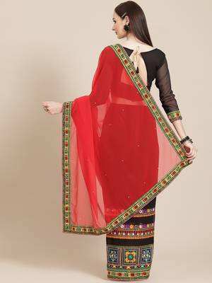 Riva enterprise women's georgette with heavy kuthi embroidered work party wear saree 2