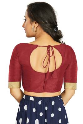 Maroon Art Silk Designer Traditional Readymade Blouse 2
