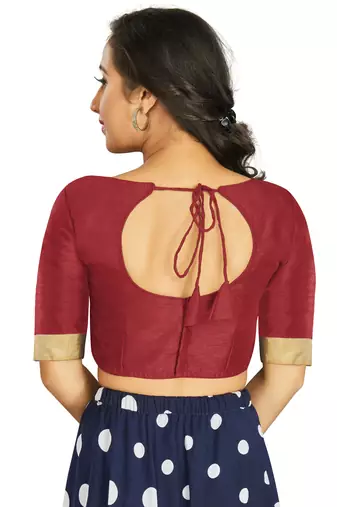 Maroon Art Silk Designer Traditional Readymade Blouse