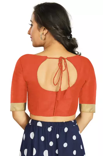 Orange Art Silk Designer Traditional Readymade Blouse