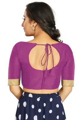 Purple Art Silk Designer Traditional Readymade Blouse 2