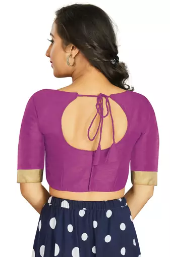 Purple Art Silk Designer Traditional Readymade Blouse