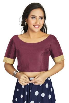 Wine Art Silk Designer Traditional Readymade Blouse 1