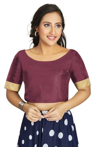 Wine Art Silk Designer Traditional Readymade Blouse