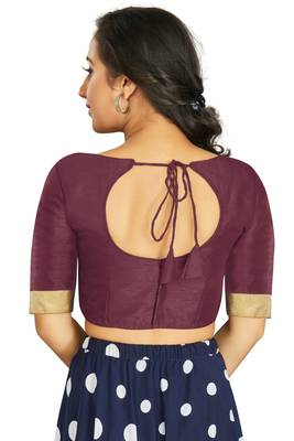 Wine Art Silk Designer Traditional Readymade Blouse 2