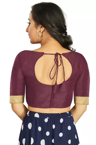 Wine Art Silk Designer Traditional Readymade Blouse
