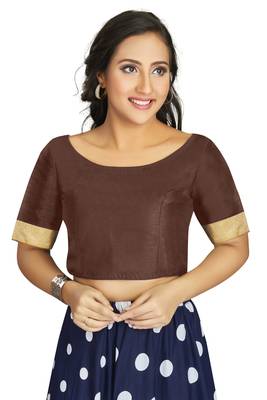 Coffee Art Silk Designer Traditional Readymade Blouse 1