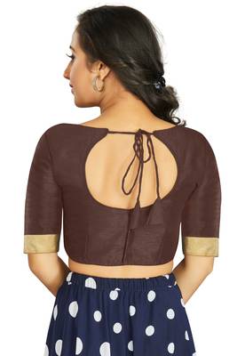 Coffee Art Silk Designer Traditional Readymade Blouse 2