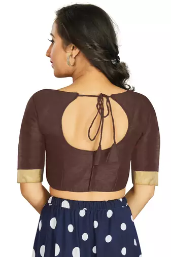 Coffee Art Silk Designer Traditional Readymade Blouse