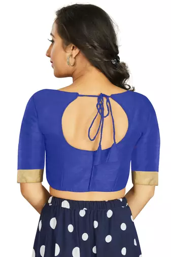 Blue Art Silk Designer Traditional Readymade Blouse