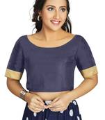 Navy Blue Art Silk Designer Traditional Readymade Blouse