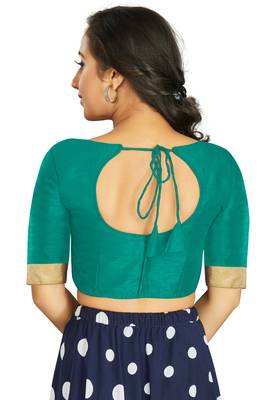 Sea Green Art Silk Designer Traditional Readymade Blouse 2