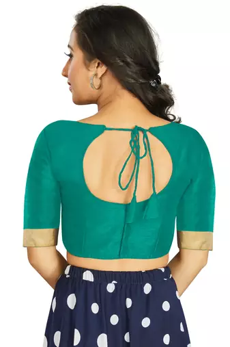 Sea Green Art Silk Designer Traditional Readymade Blouse