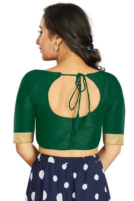 Green Art Silk Designer Traditional Readymade Blouse 2