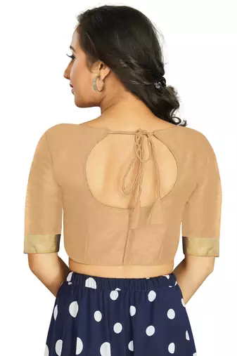 Beige Art Silk Designer Traditional Readymade Blouse