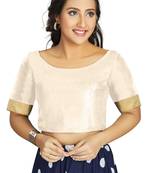 Off White Art Silk Designer Traditional Readymade Blouse