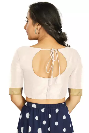Off White Art Silk Designer Traditional Readymade Blouse