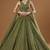 GLAMOROUS WOMEN'S OLIVE GREEN ZARI AND THREAD EMBROIDERED GEORGETTE SEMI STITCHEED LEHENGA