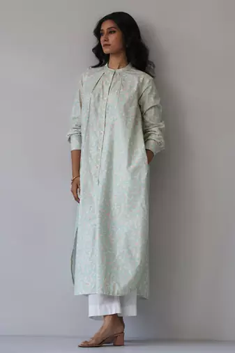 Subtle green and peach cotton co-ord set