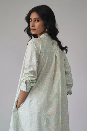 Subtle green and peach cotton co-ord set