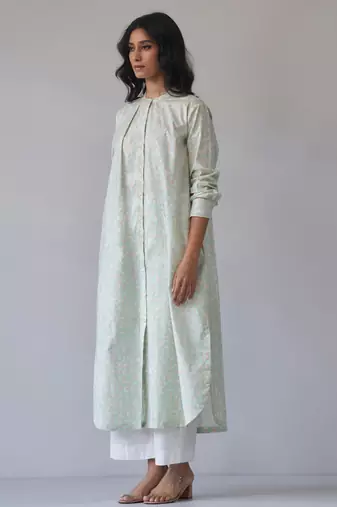 Subtle green and peach cotton co-ord set