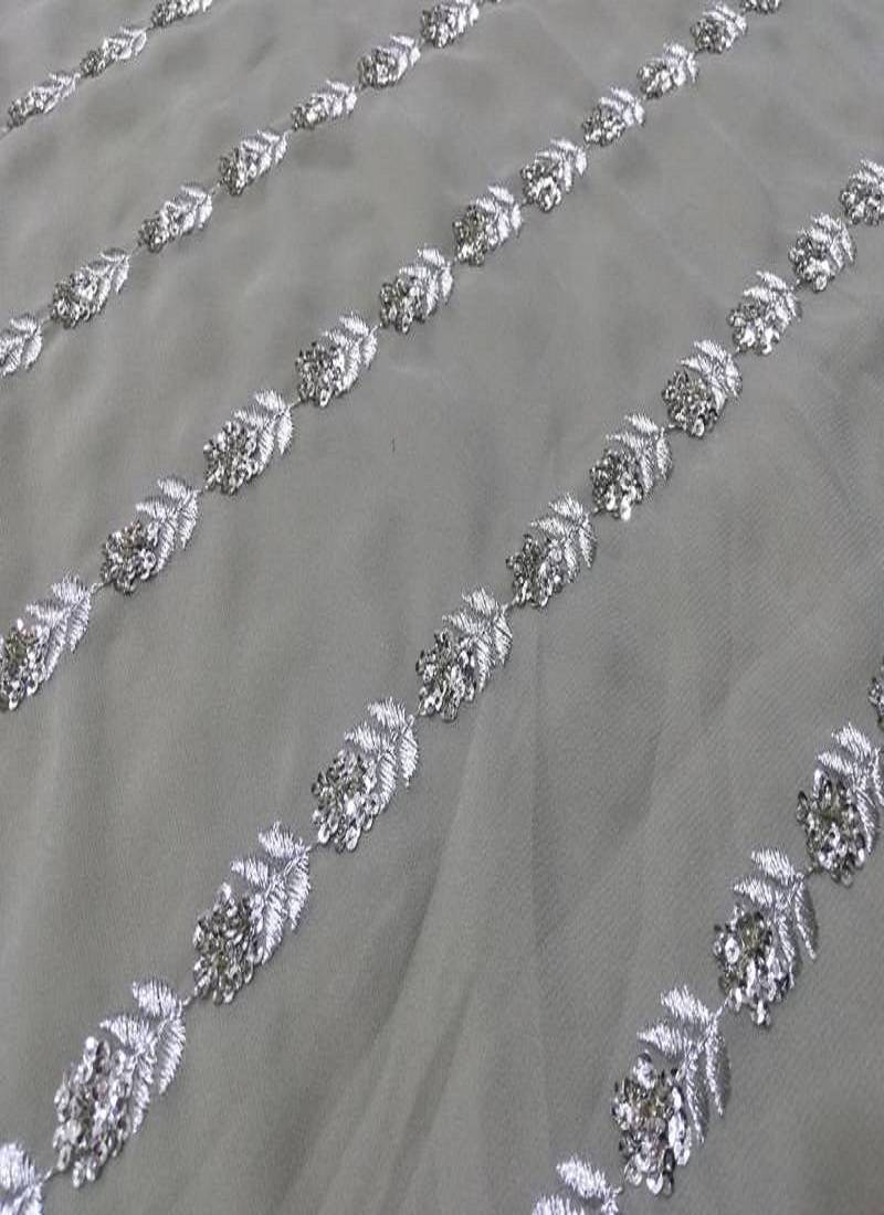 GLAMOROUS WOMEN'S OLIVE GREEN ZARI AND THREAD EMBROIDERED GEORGETTE SEMI STITCHEED LEHENGA