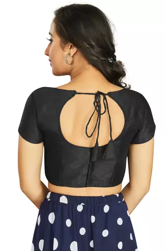 Black Art Silk Designer Festive Wear Readymade Blouse