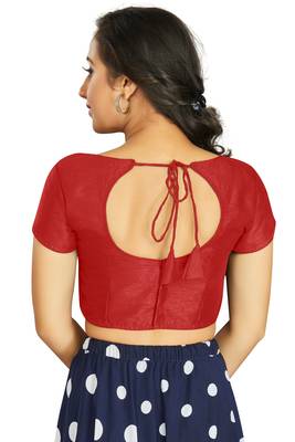 Red Art Silk Designer Festive Wear Readymade Blouse 2