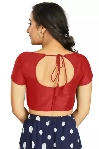 Red Art Silk Designer Festive Wear Readymade Blouse