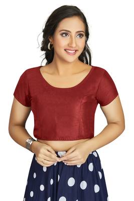 Maroon Art Silk Designer Festive Wear Readymade Blouse 1
