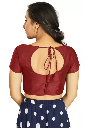 Maroon Art Silk Designer Festive Wear Readymade Blouse
