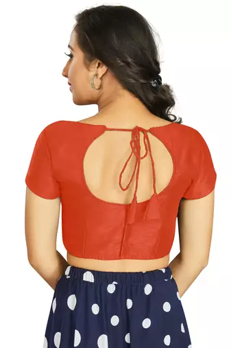 Orange Art Silk Designer Festive Wear Readymade Blouse